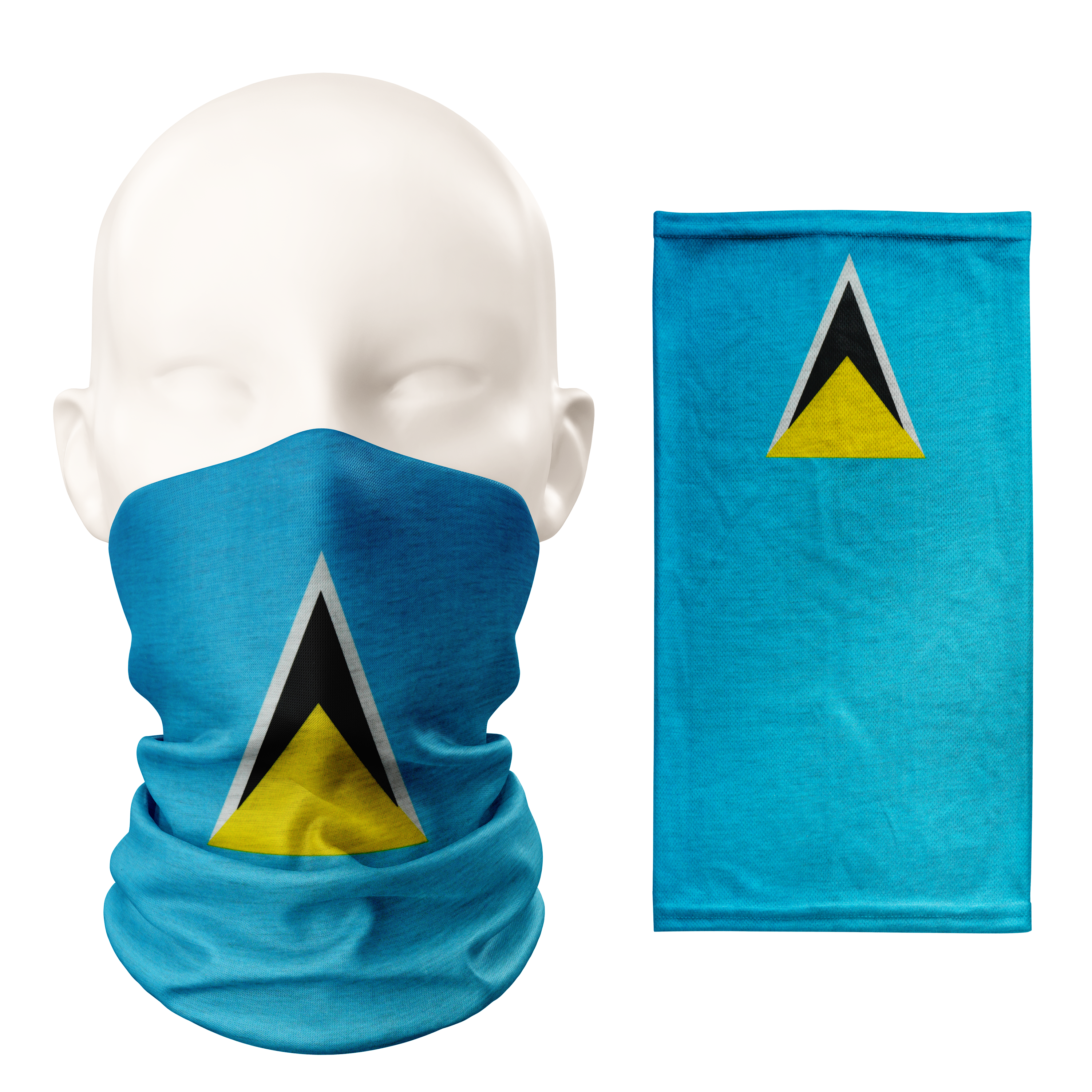 Saint Lucia Flag Snood – Breathable Mask Neck Gaiter Face Covering Main image