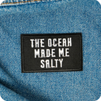 The Ocean Made Me Salty Black Iron On Patch (7.8 x 5cm)