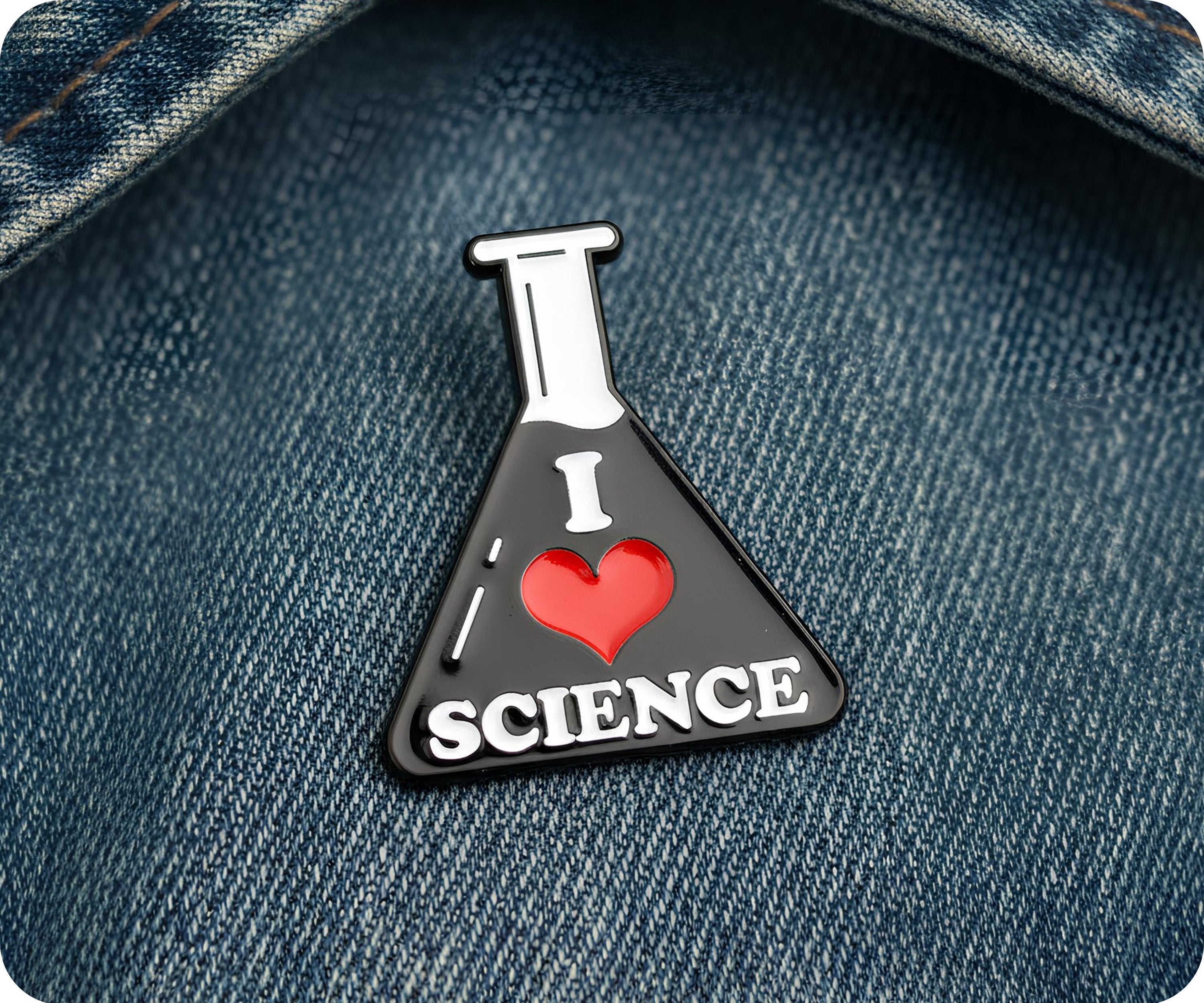 Pin con forma de tubo de ensayo "Me encanta la ciencia" Imagen secundaria del producto