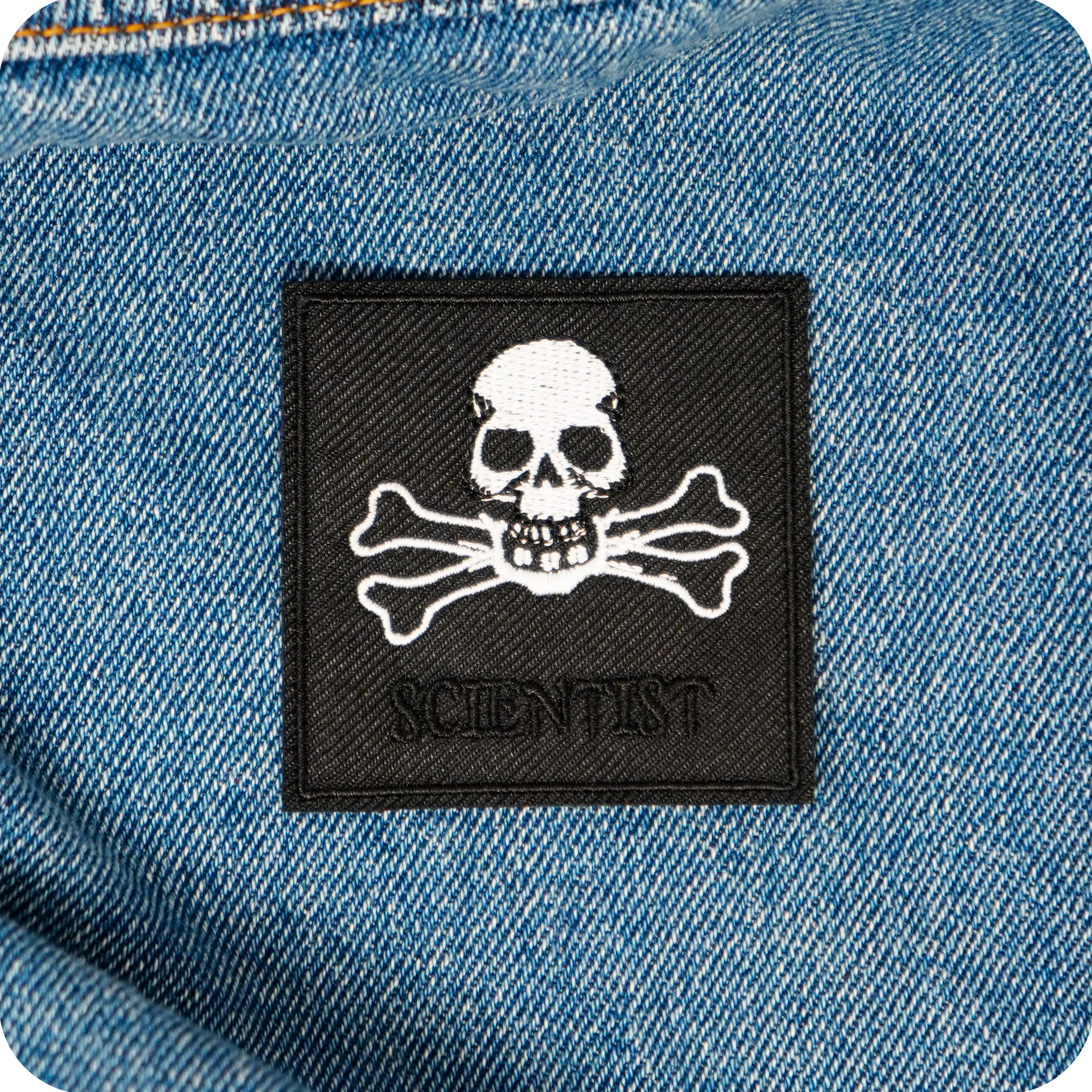 Scientist Skull & Crossed Bones Iron On Patch (6 x 6cm)