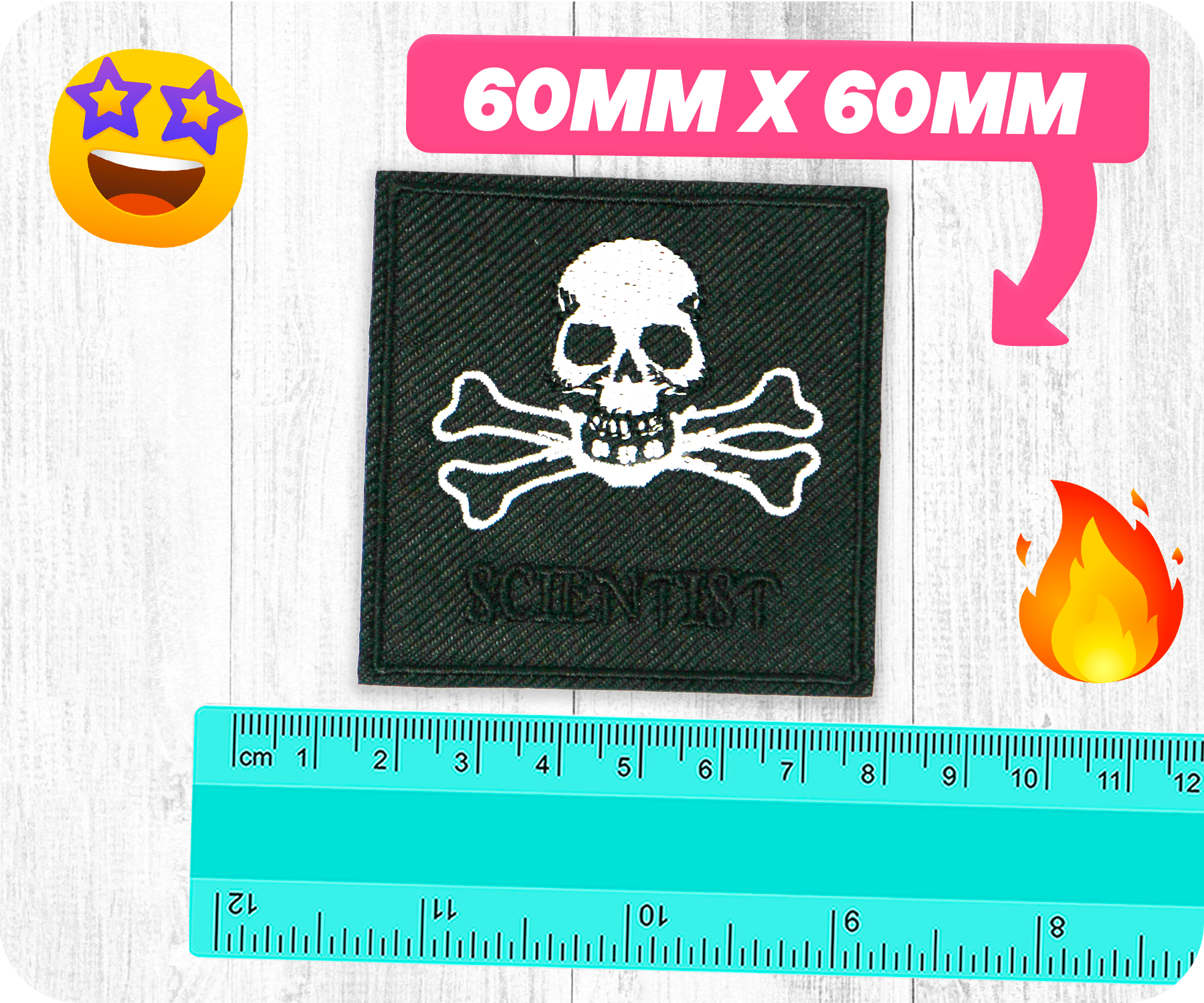 Scientist Skull & Crossed Bones Iron On Patch (6 x 6cm)