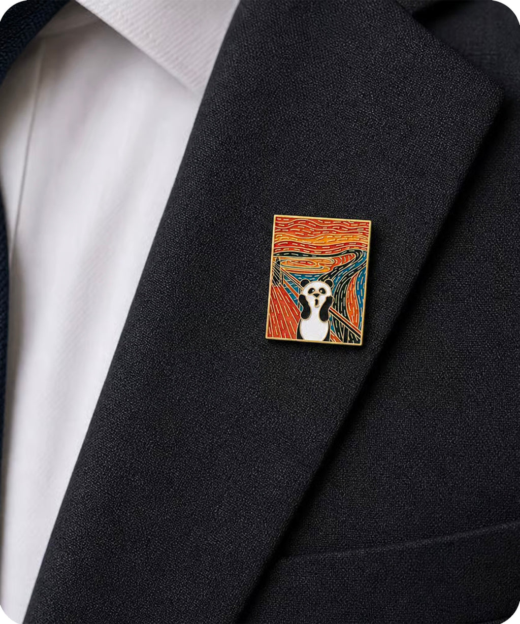 Panda Scream Art Enamel Pin Badge