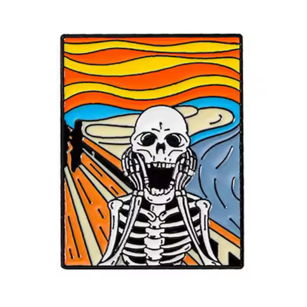 Scream Art Skeleton Pin Badge