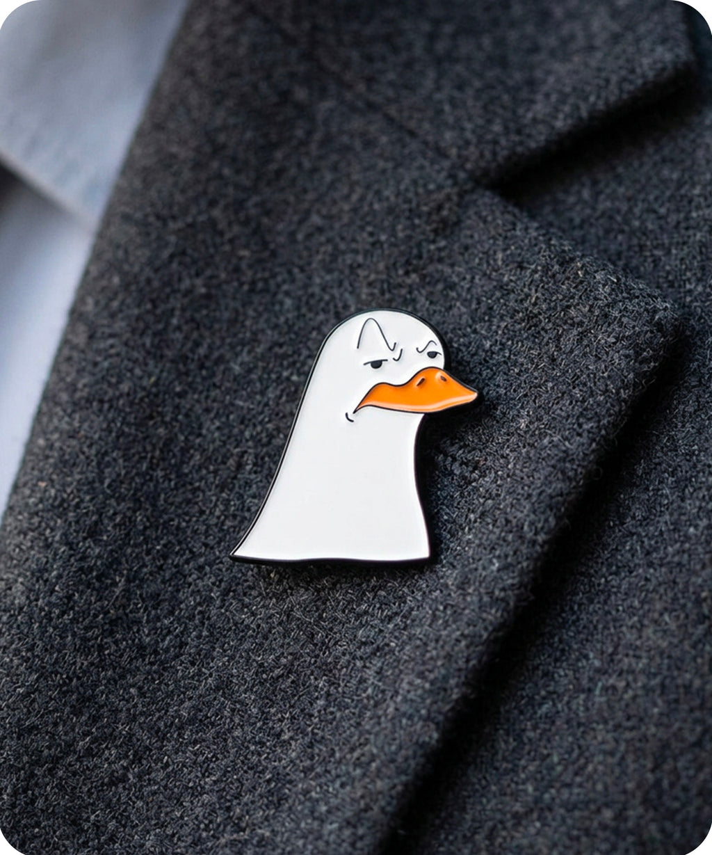Grumpy Seagull Duck Enamel Lapel Pin Badge