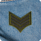 Sargent Army Stripes Green & Black Iron On Patch (7.5 x 6.5cm)
