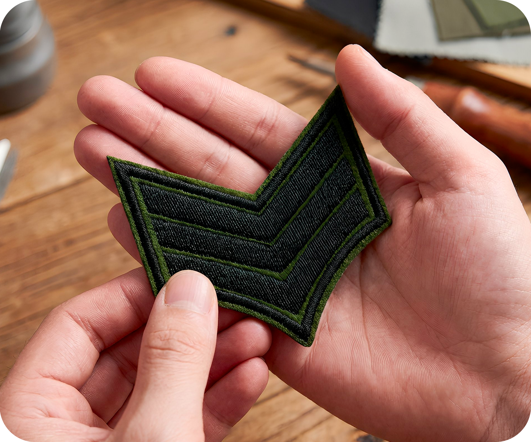 Sargent Army Stripes Green & Black Iron On Patch (7.5 x 6.5cm)