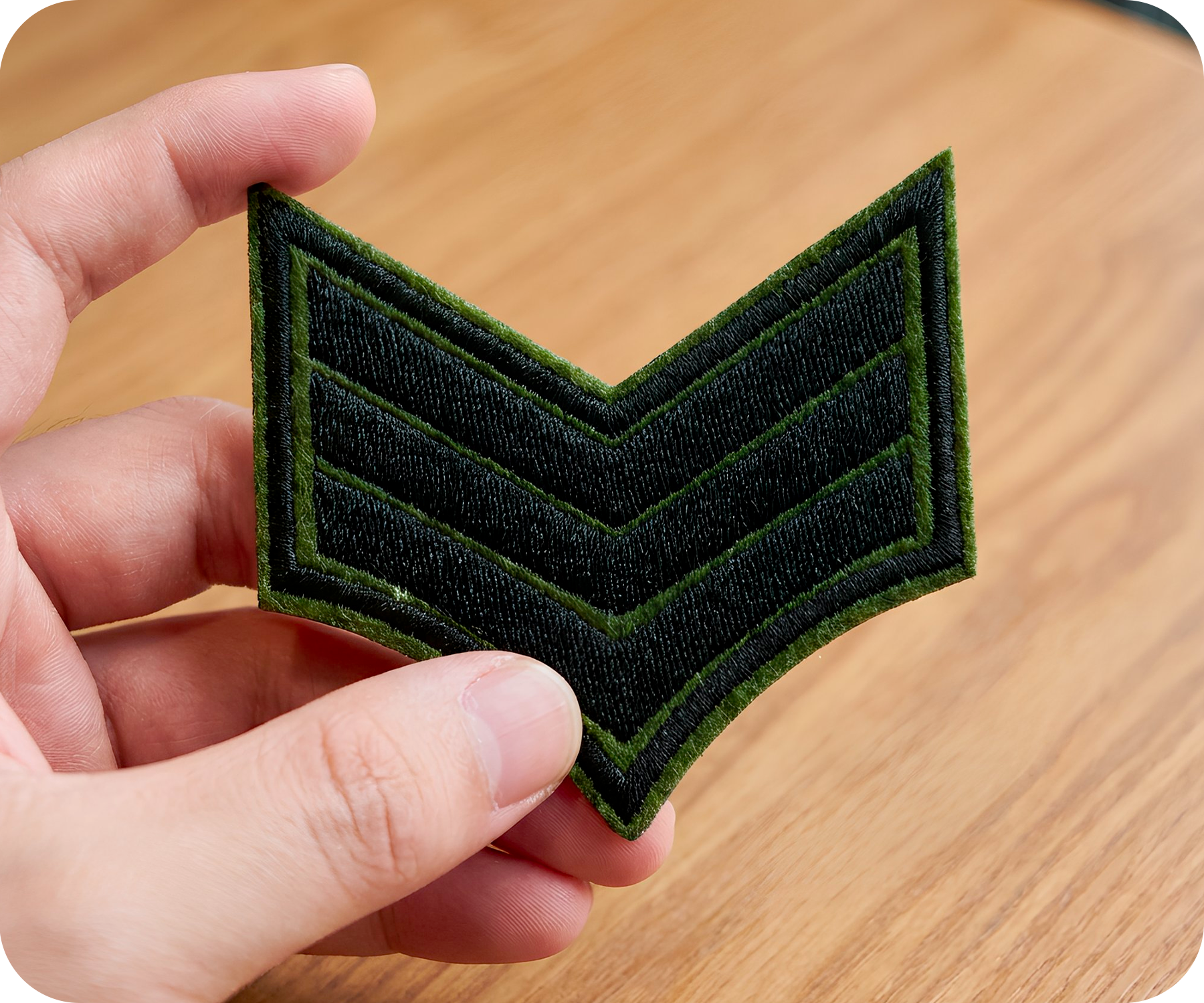 Sargent Army Stripes Green & Black Iron On Patch (7.5 x 6.5cm)
