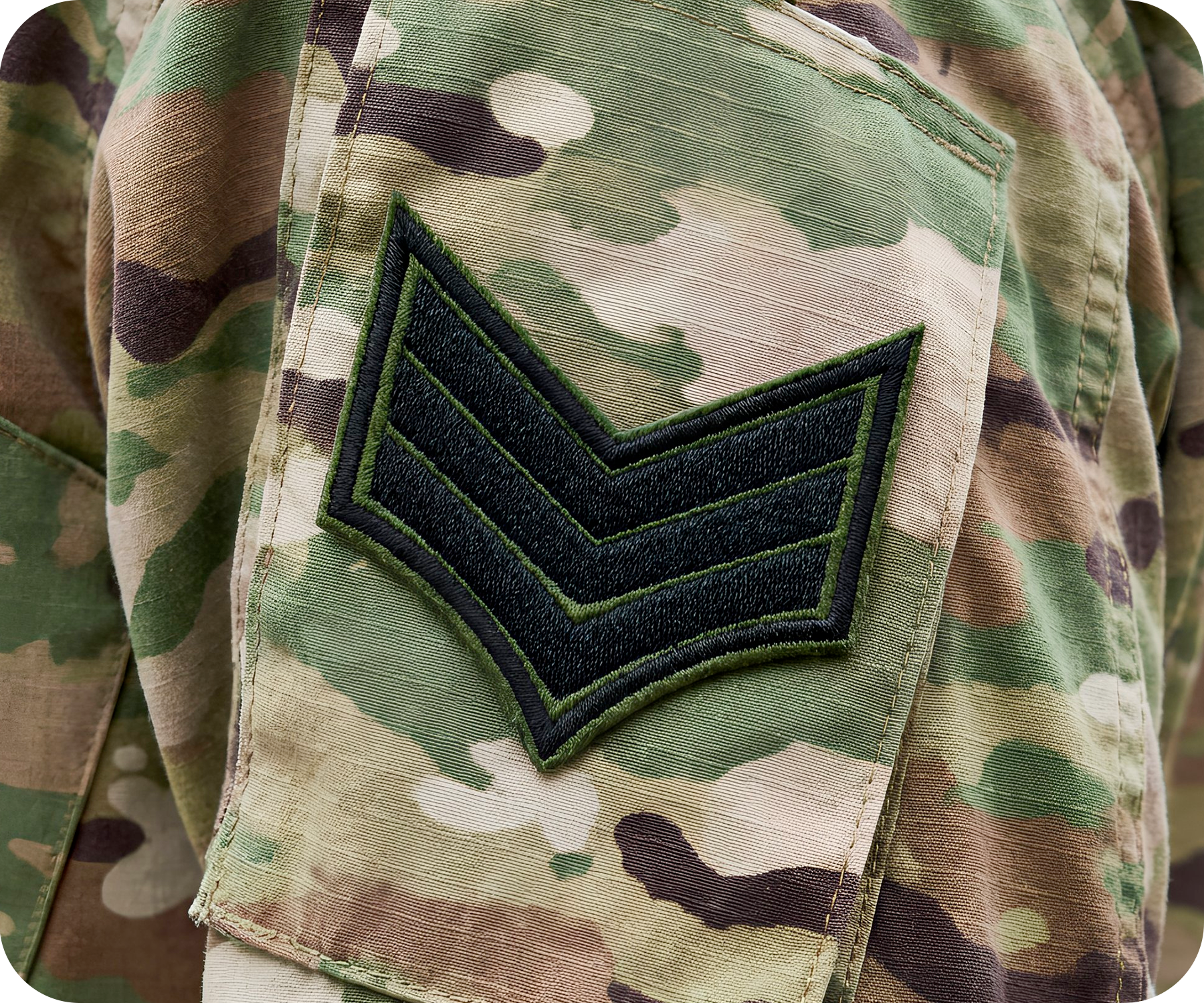 Sargent Army Stripes Green & Black Iron On Patch (7.5 x 6.5cm) Secondary image