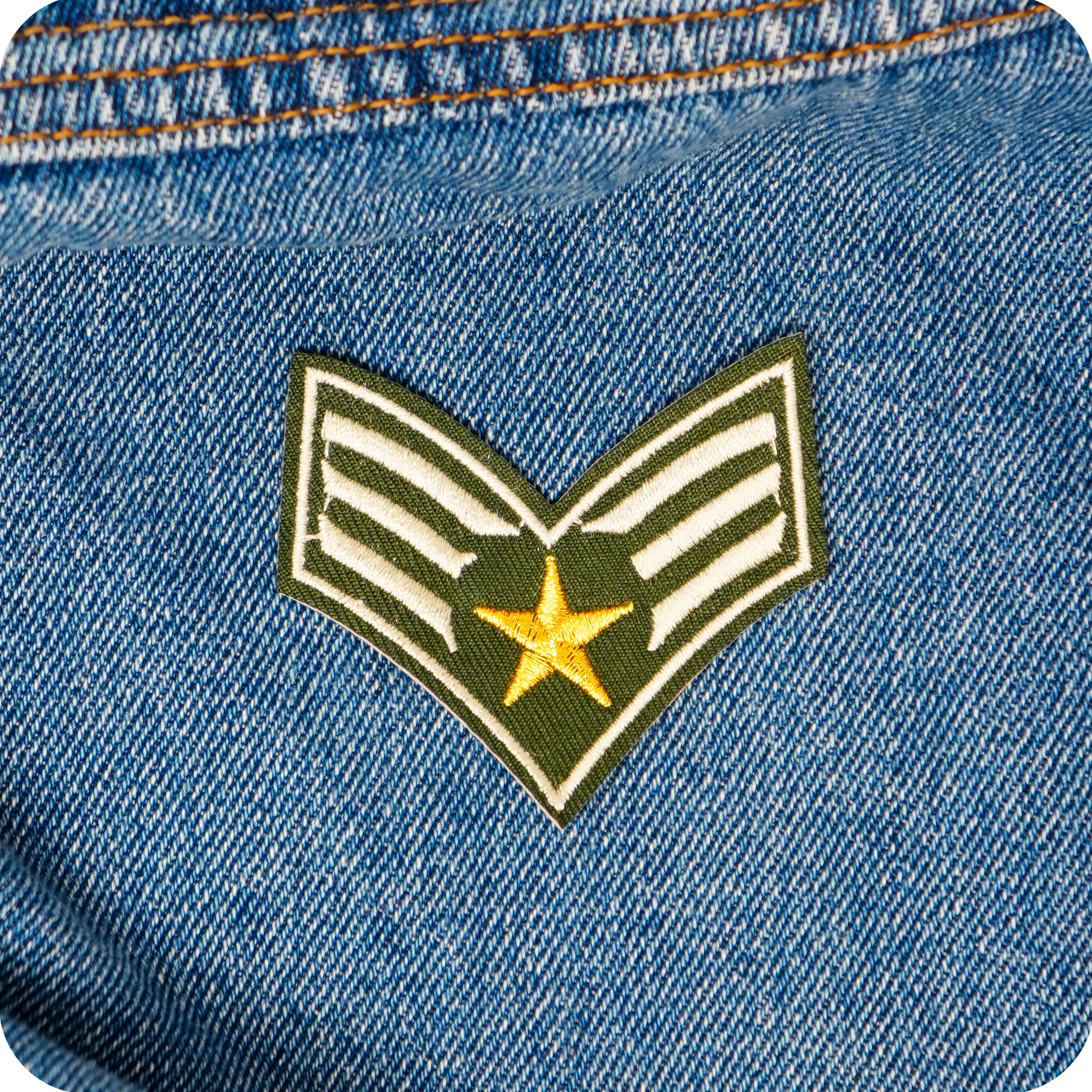 Sergent Rank Star Military Insignia Iron On Patch (6.5 x 5.5cm)