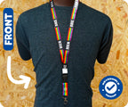 She Her Pronoun Pride Lanyard with Rainbow Flag