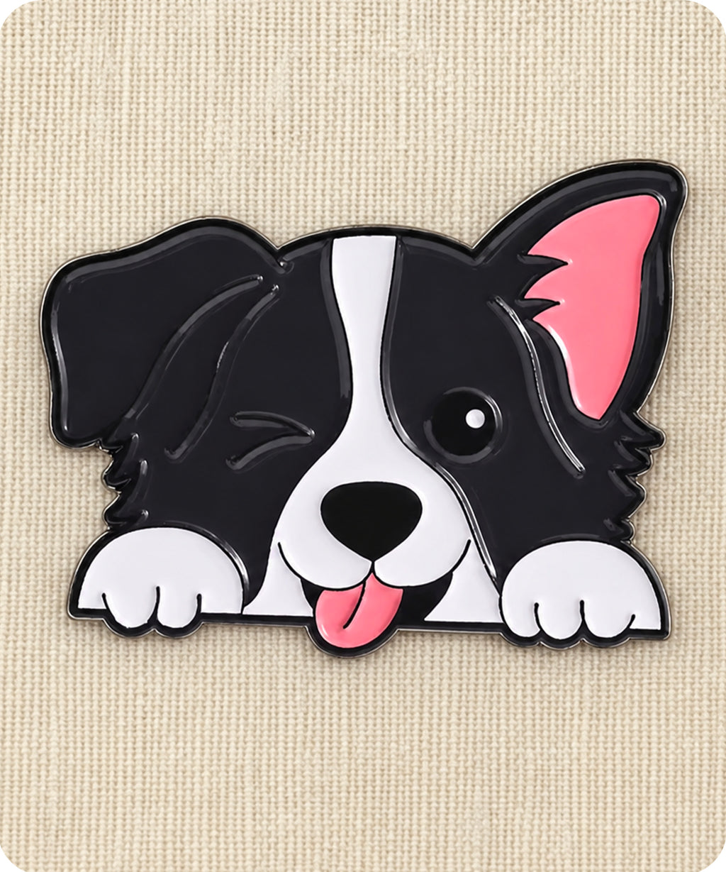 Cute Border Collie Dog Enamel Lapel Pin Badge