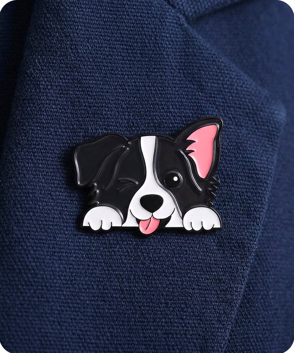 Cute Border Collie Dog Enamel Lapel Pin Badge