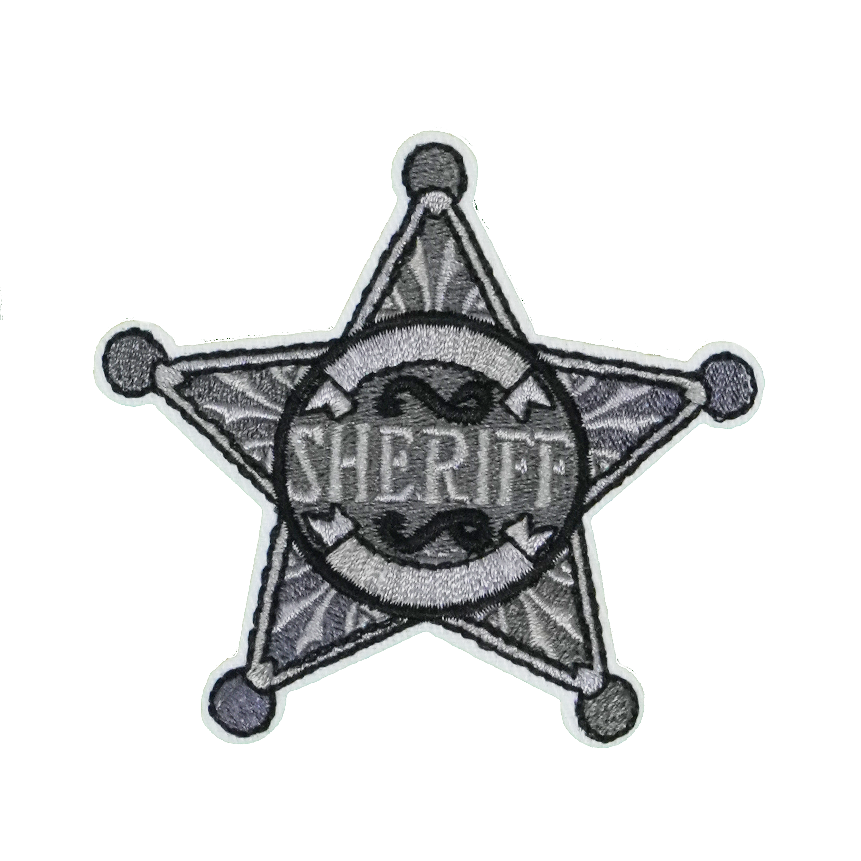 Sheriff Badge Silver Star Patch Iron On (8 x 8cm) Main image