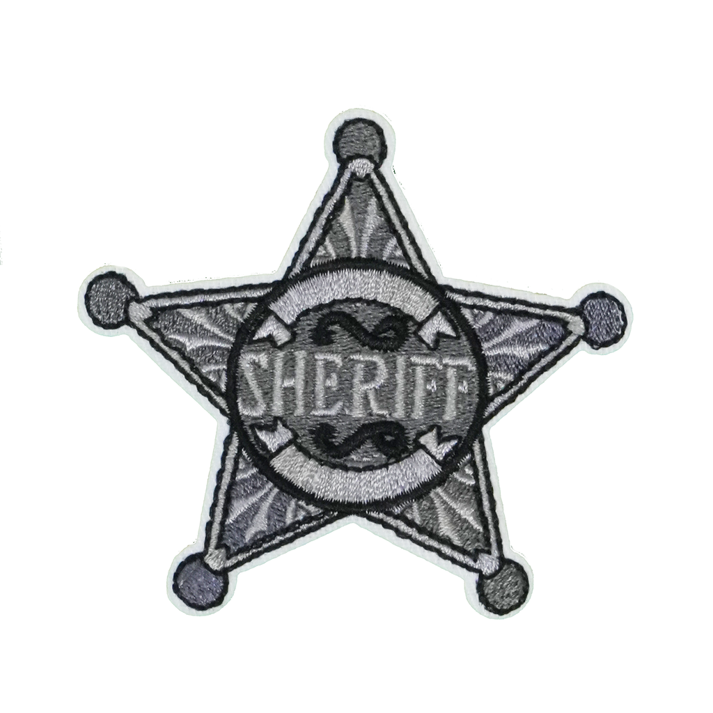 Sheriff Badge Silver Star Patch Iron On (8 x 8cm)