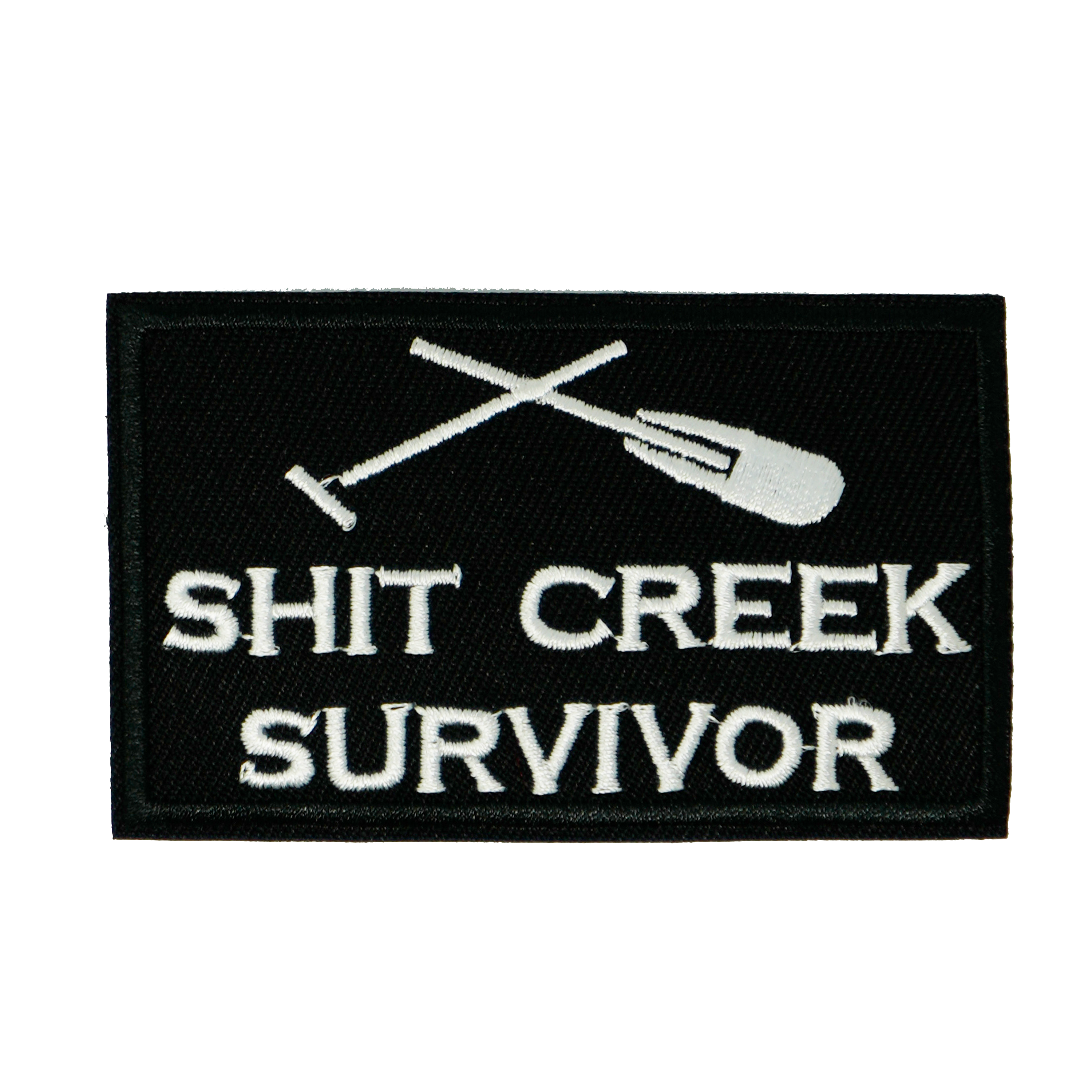 Shit Creeks Survivor Black Iron On Patch (7.8 x 5cm) Main image