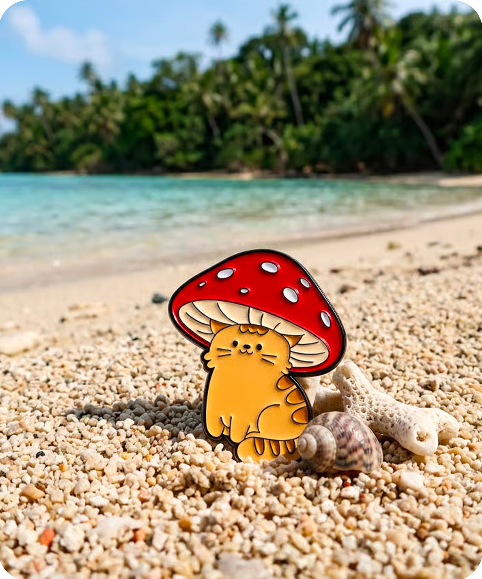 Mushroom Cat Enamel Pin Badge