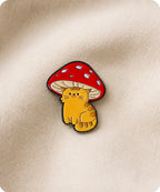 Mushroom Cat Enamel Pin Badge