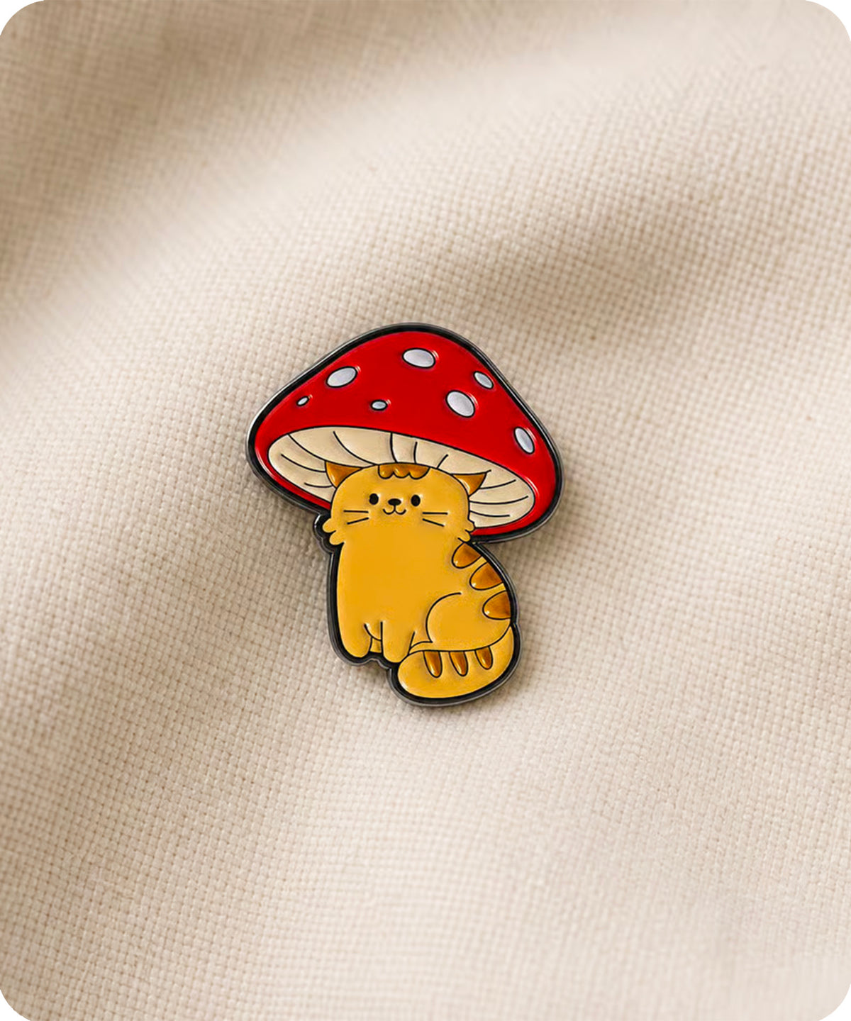 Mushroom Cat Enamel Pin Badge
