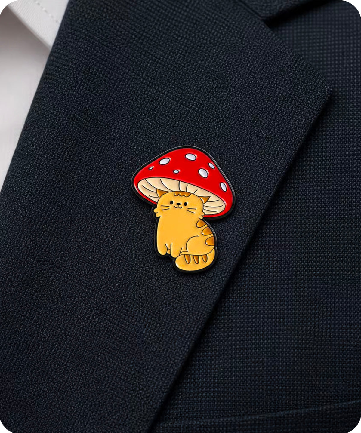 Mushroom Cat Enamel Pin Badge