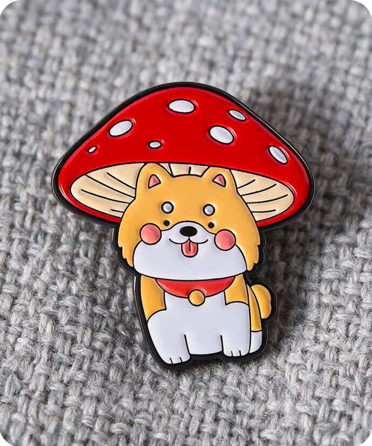 Cute Shiba Inu Mushroom Enamel Pin Badge