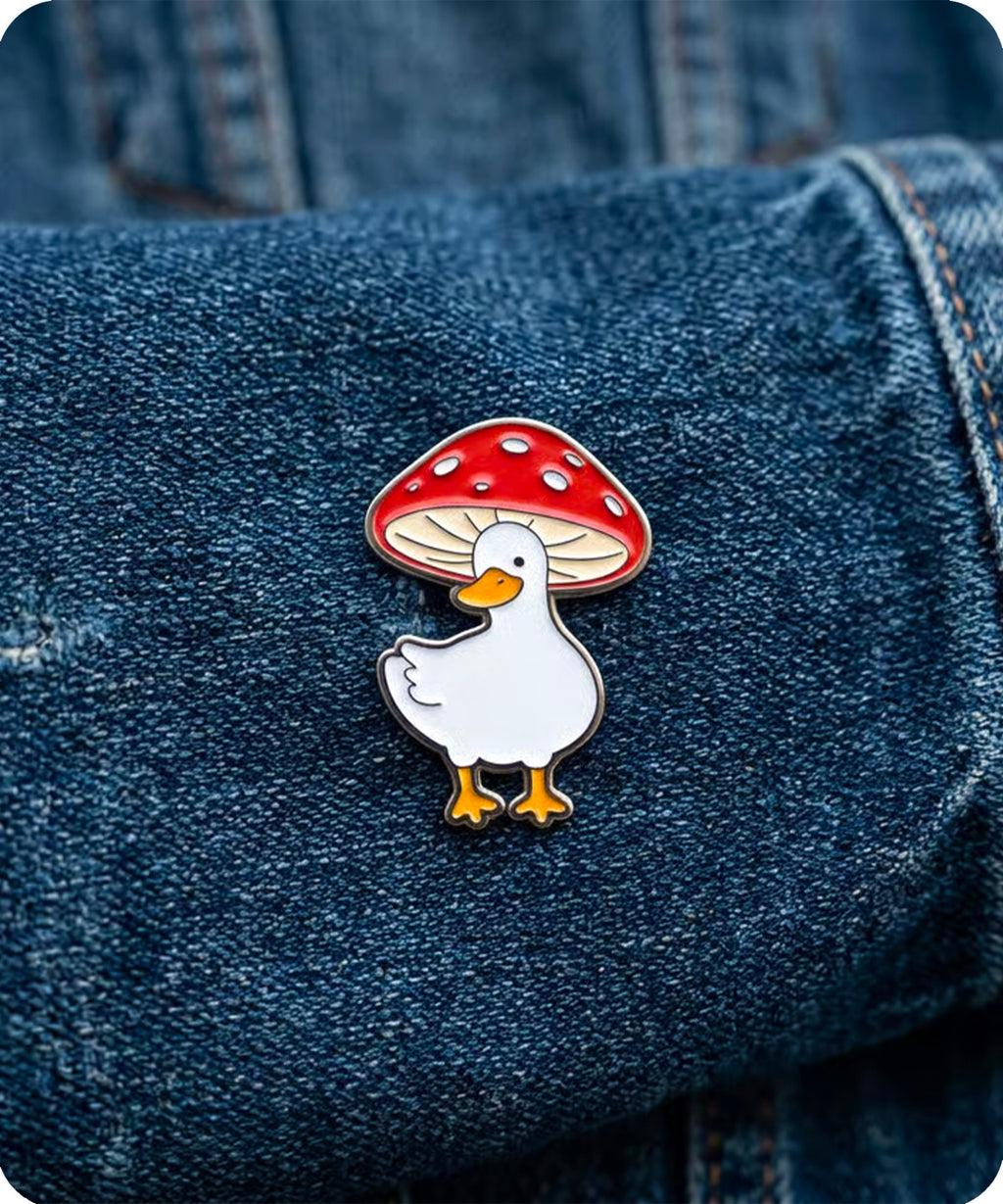 Mushroom Goose Enamel Pin Badge