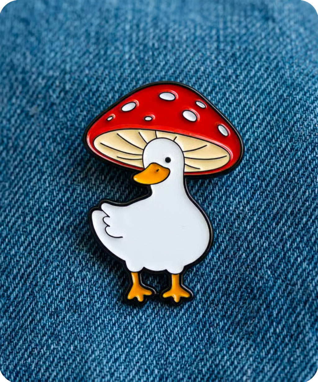 Mushroom Goose Enamel Pin Badge
