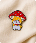 Cute Shiba Inu Mushroom Enamel Pin Badge