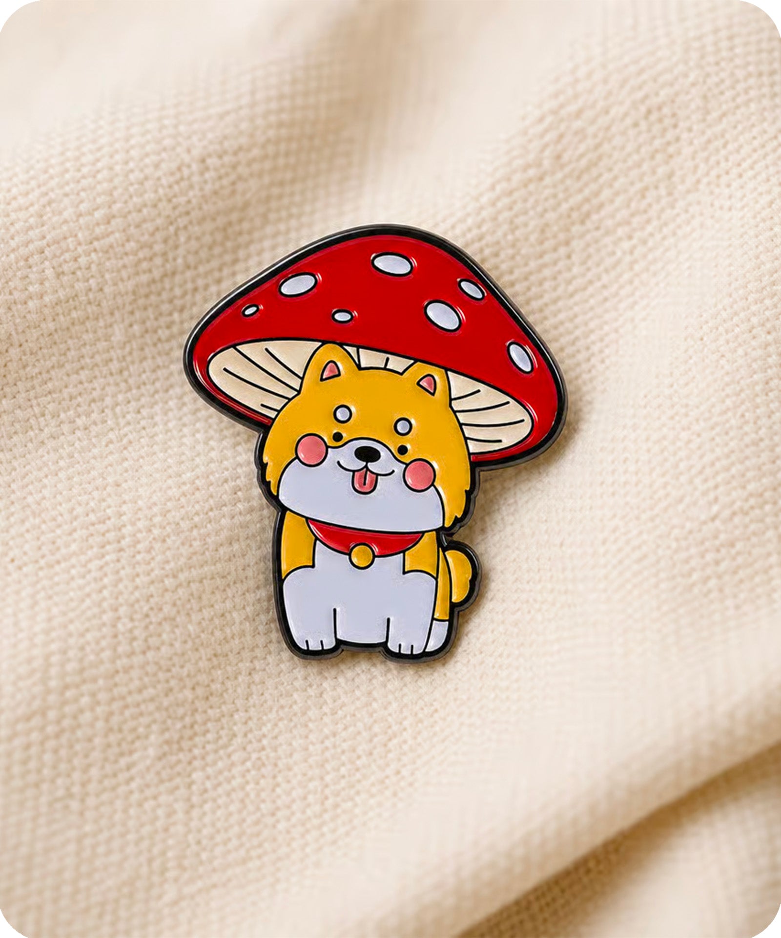 Cute Shiba Inu Mushroom Enamel Pin Badge