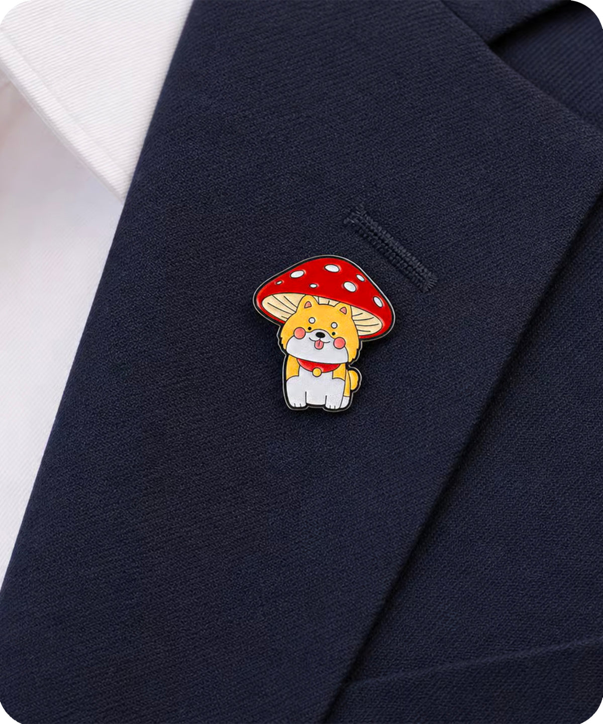 Cute Shiba Inu Mushroom Enamel Pin Badge