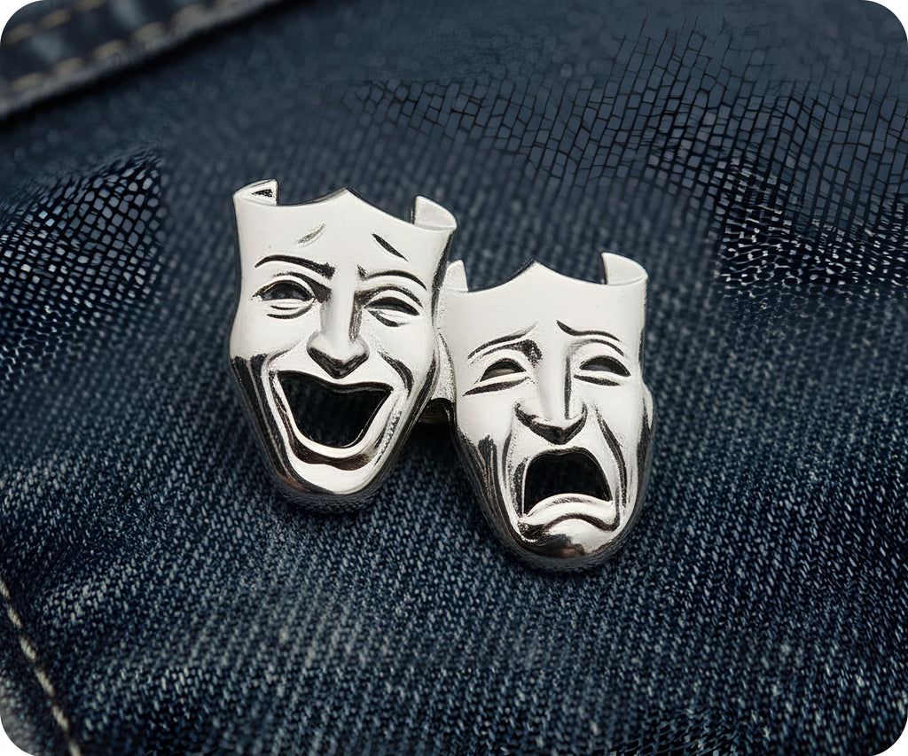 Comedy and Tragedy Drama Silver Pin Badge