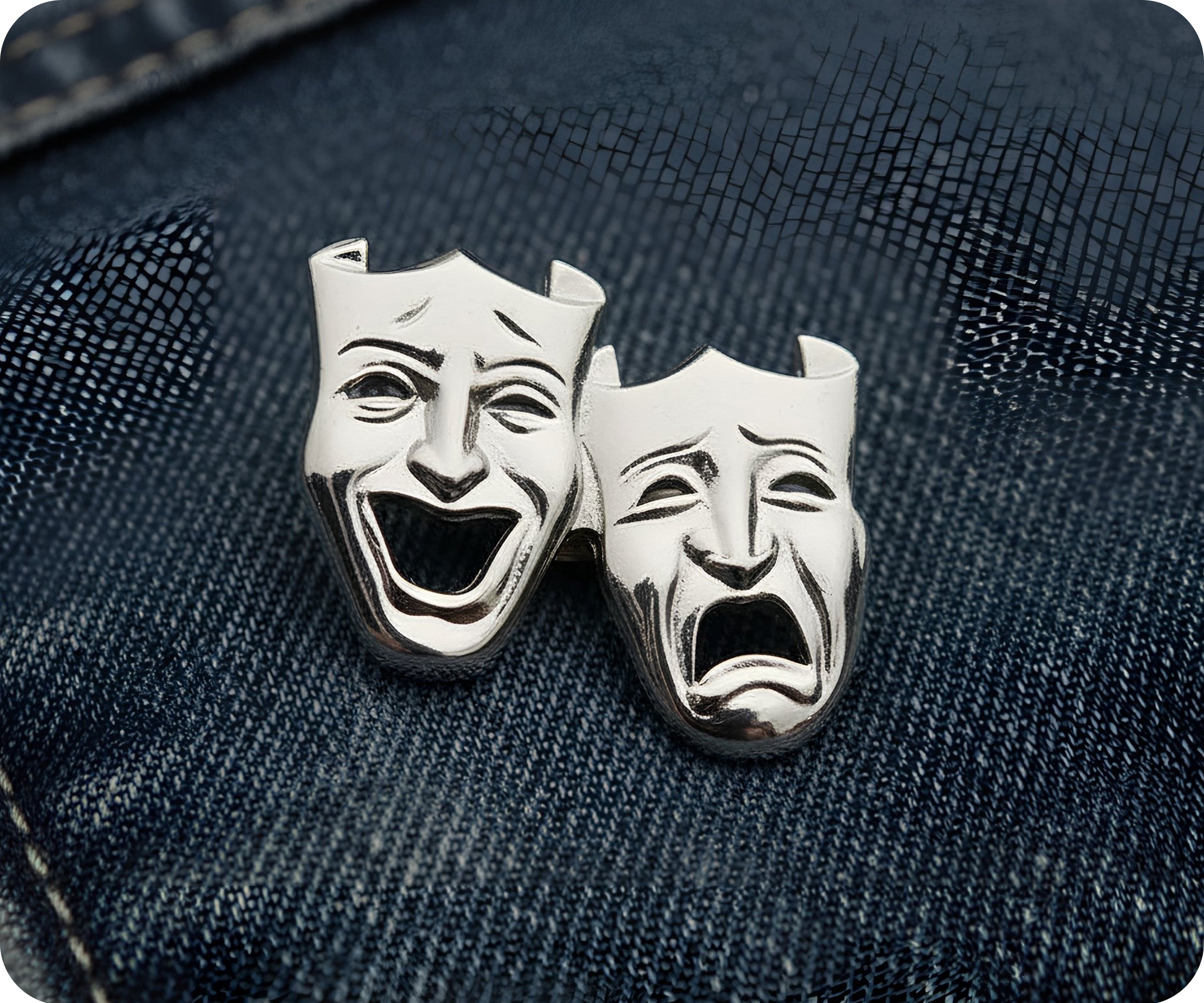 Comedy and Tragedy Drama Silver Pin Badge