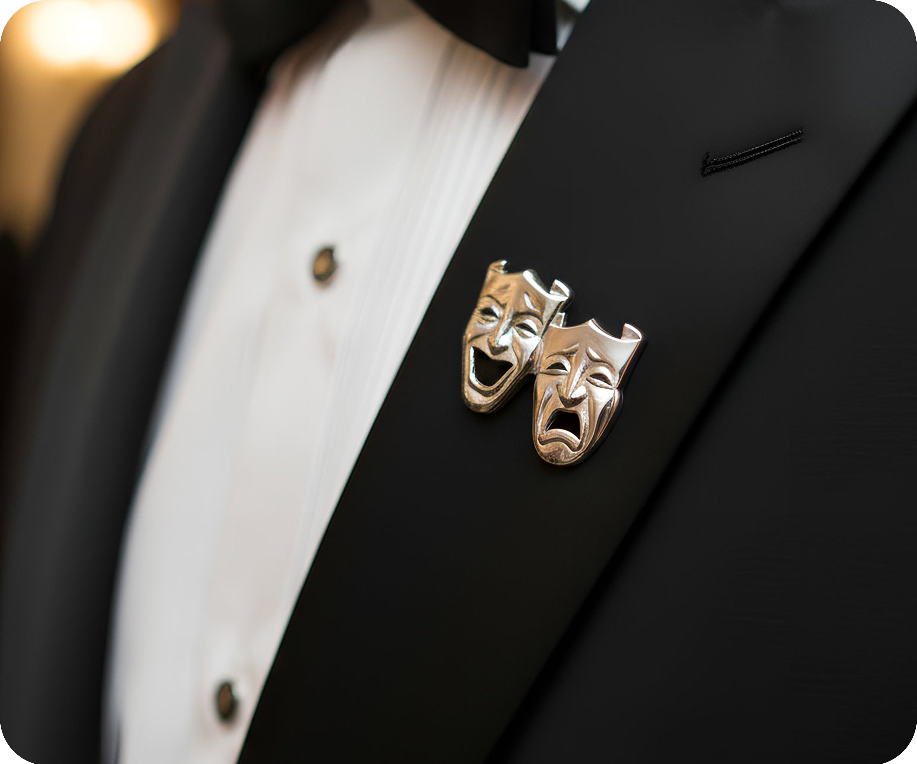 Comedy and Tragedy Drama Silver Pin Badge