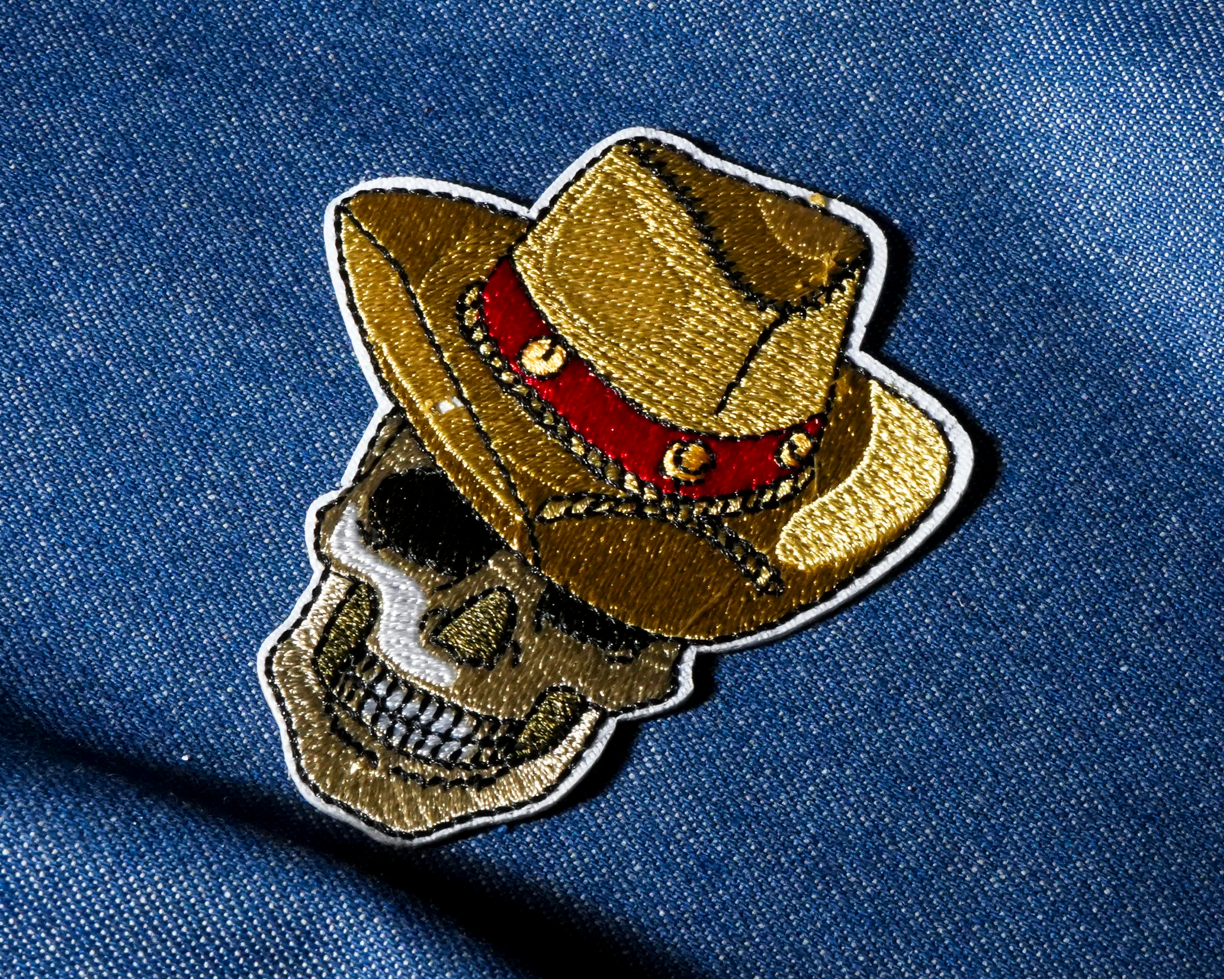Parche termoadhesivo de calavera de vaquero muerto (6,5 x 8 cm) Imagen secundaria del producto