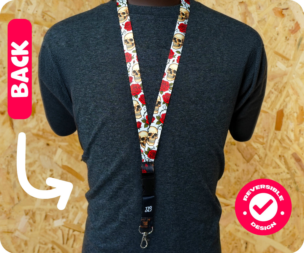 Skulls & Roses Pattern Lanyard