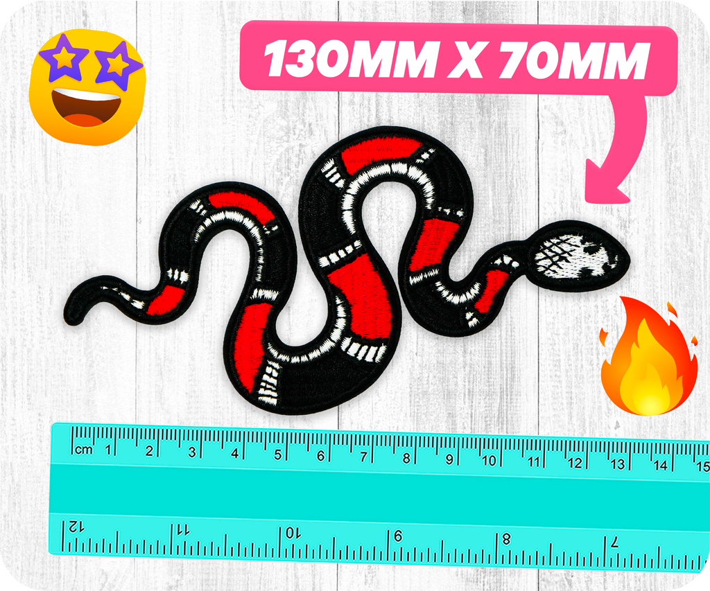 Slithering Coral Snake Iron On Patch (13 x 7cm)