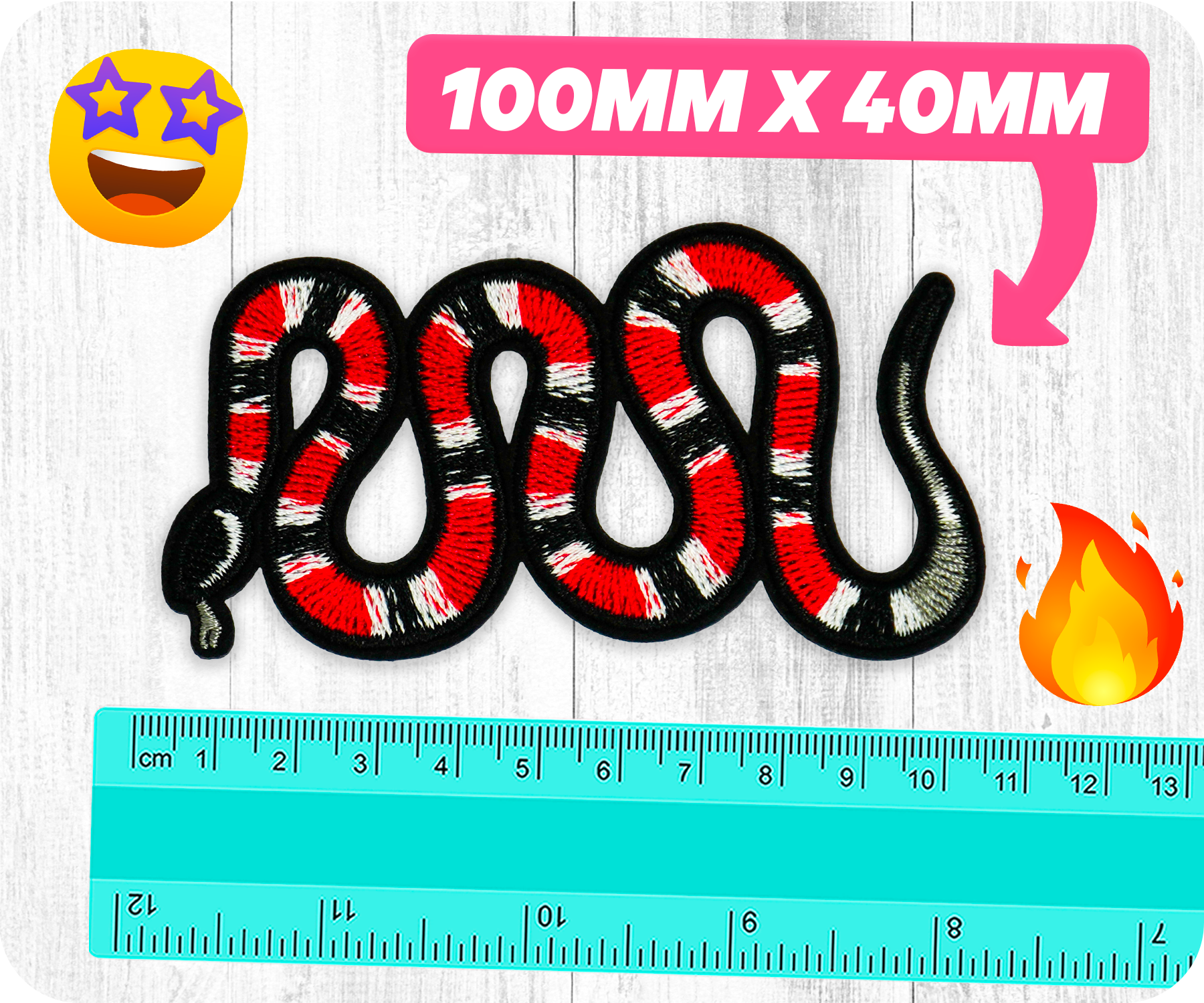 Coral Snake Iron On Patch (10 x 4cm)