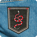 Coral Snake On Black Shield Iron On Patch (9 x 7.6cm)