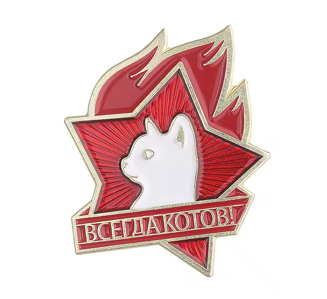 Soviet Young Pioneer Everything for the Cats! USSR Pin Badge Main image