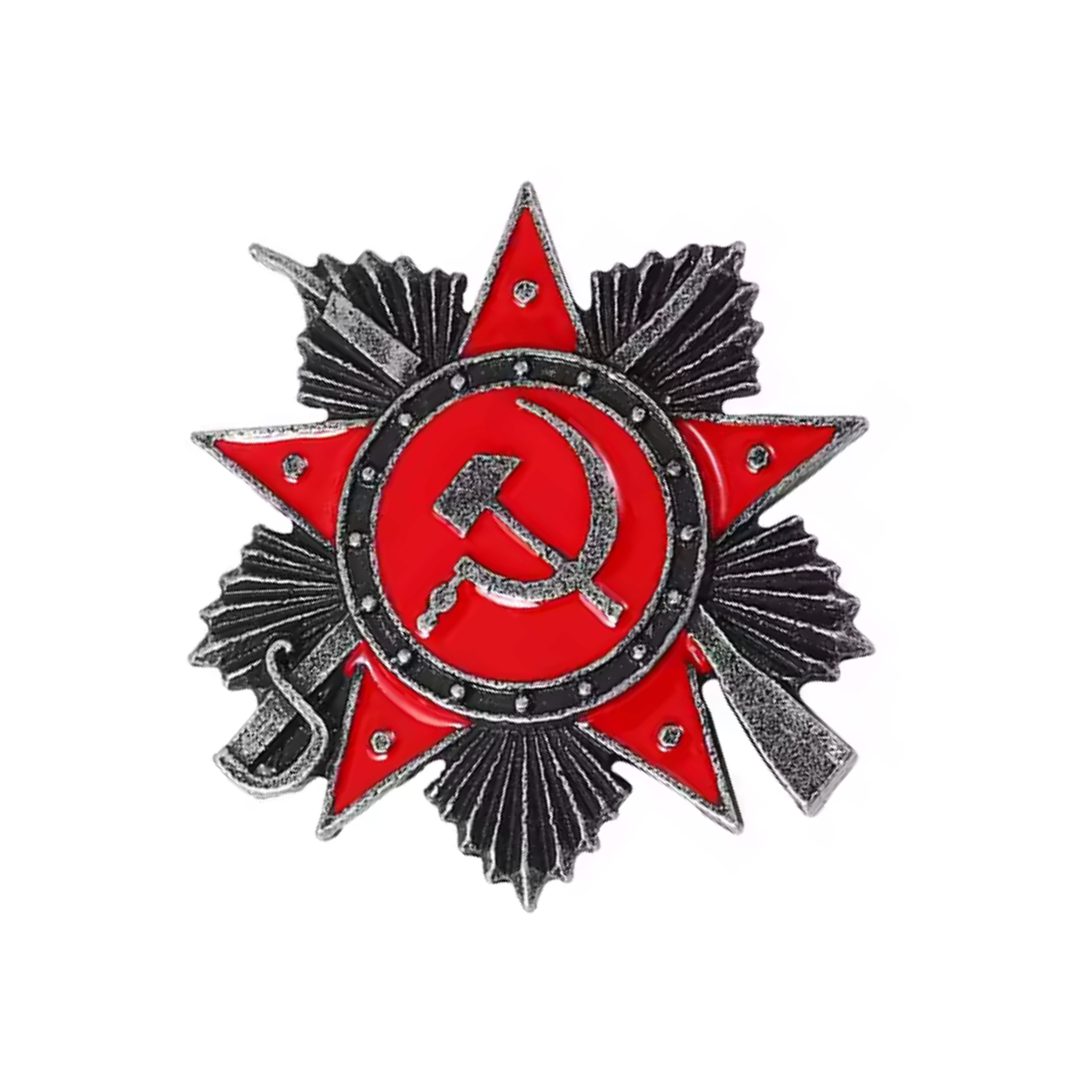 Insignia de alfiler con estrella soviética y espada Imagen principal del producto
