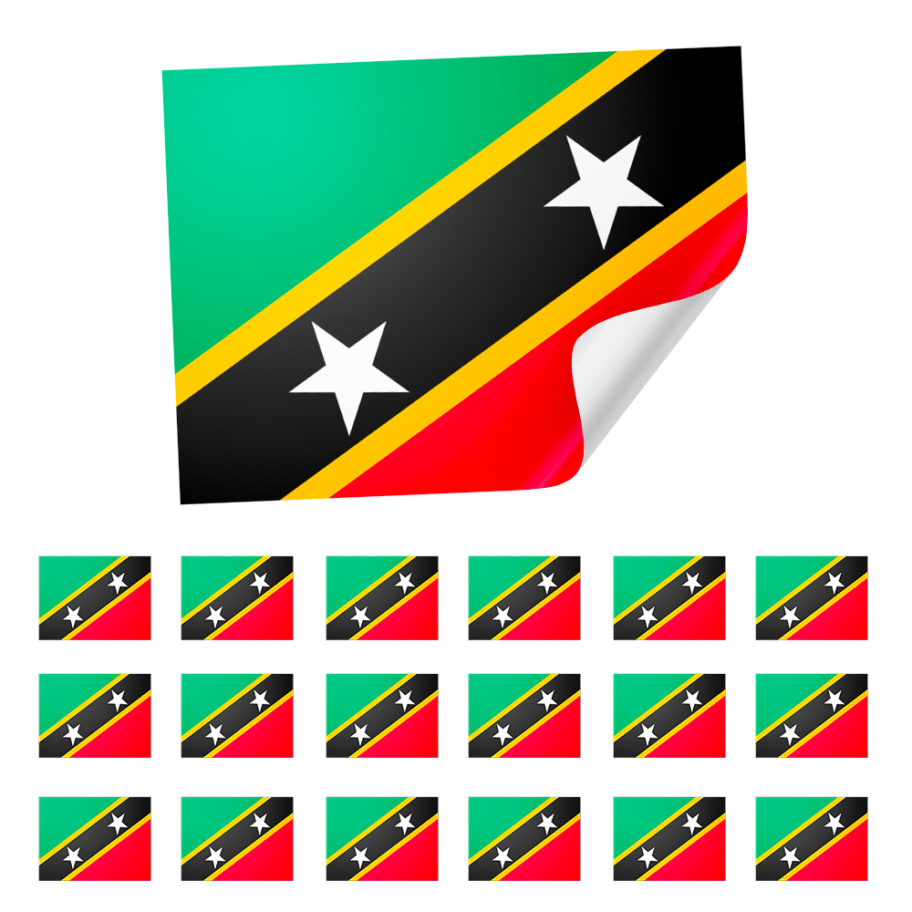 20 X Saint Kitts and Nevis Flag Stickers