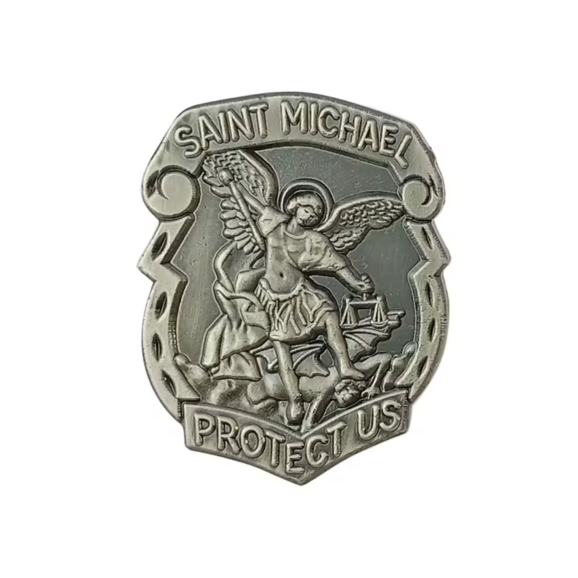 St Micheal Protector Shield  Pin Badge