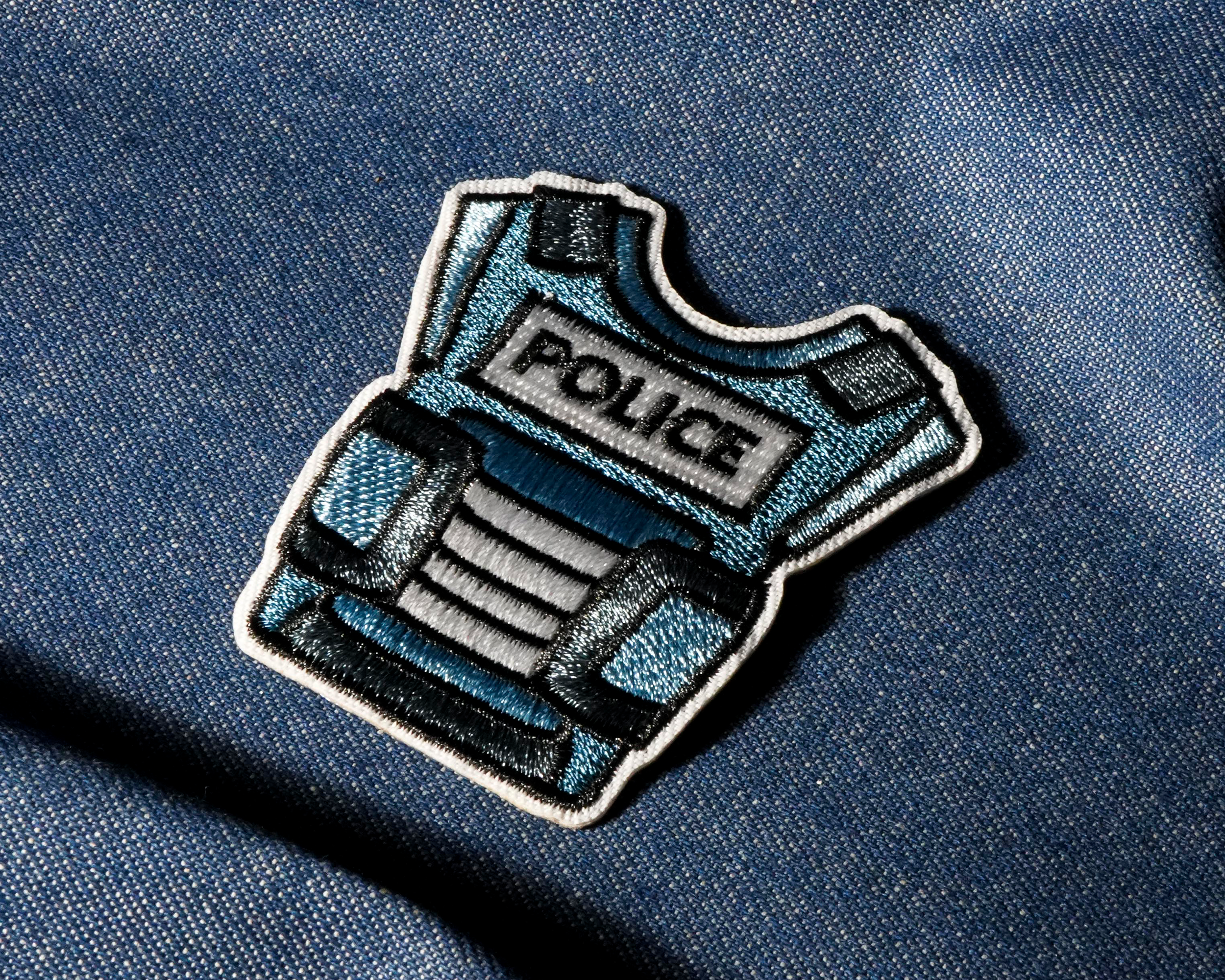 Police Vest Blue Ballistic Patch Iron On (6 x 5cm) Secondary image