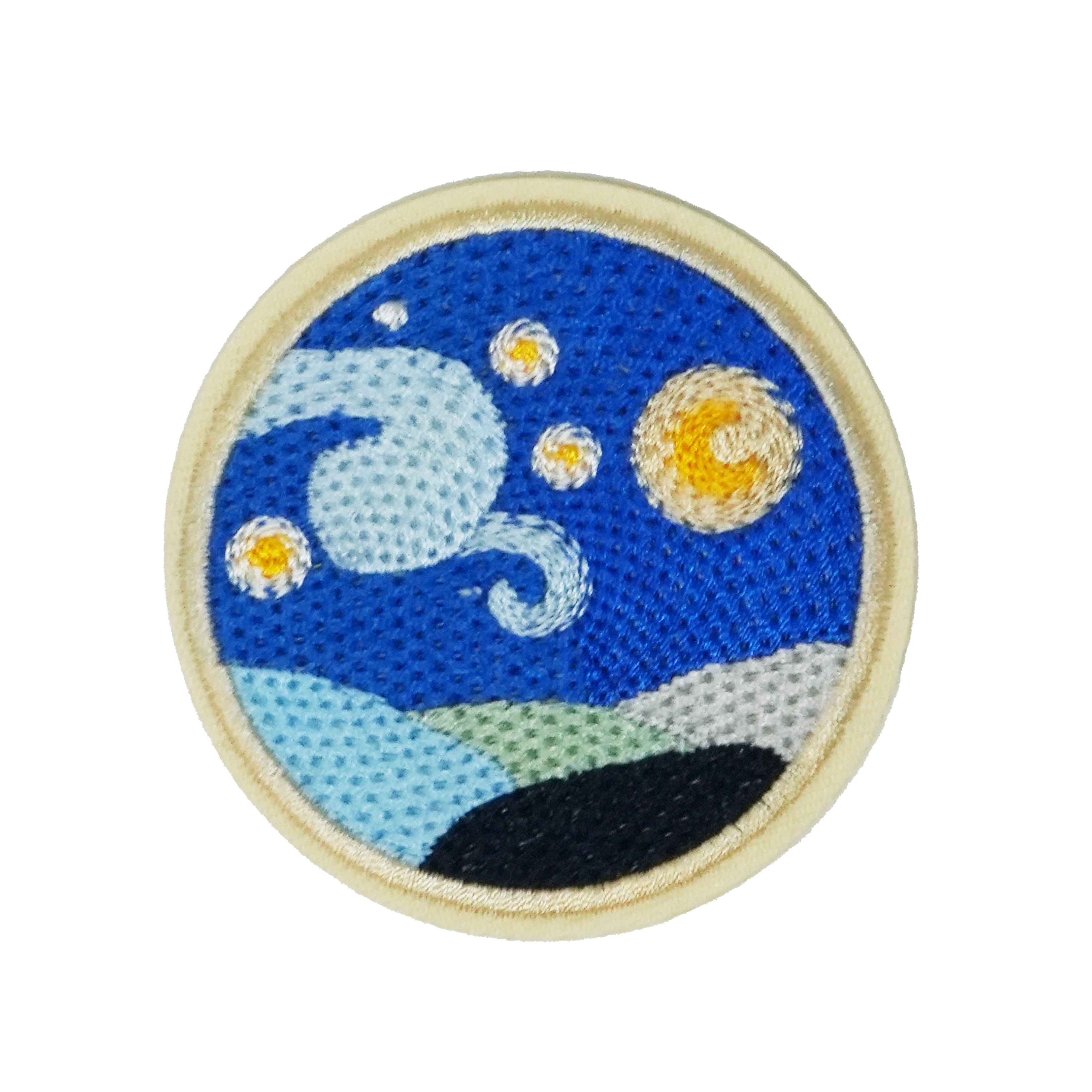 Starry Night Hills Round Patch Iron On (7 x 7cm) Main image
