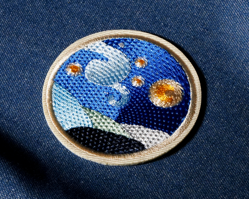 Parche Redondo para Planchar Colinas Noche Estrellada (7 x 7cm)