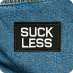 Suck Less Black Iron On Patch (7.8 x 5cm)
