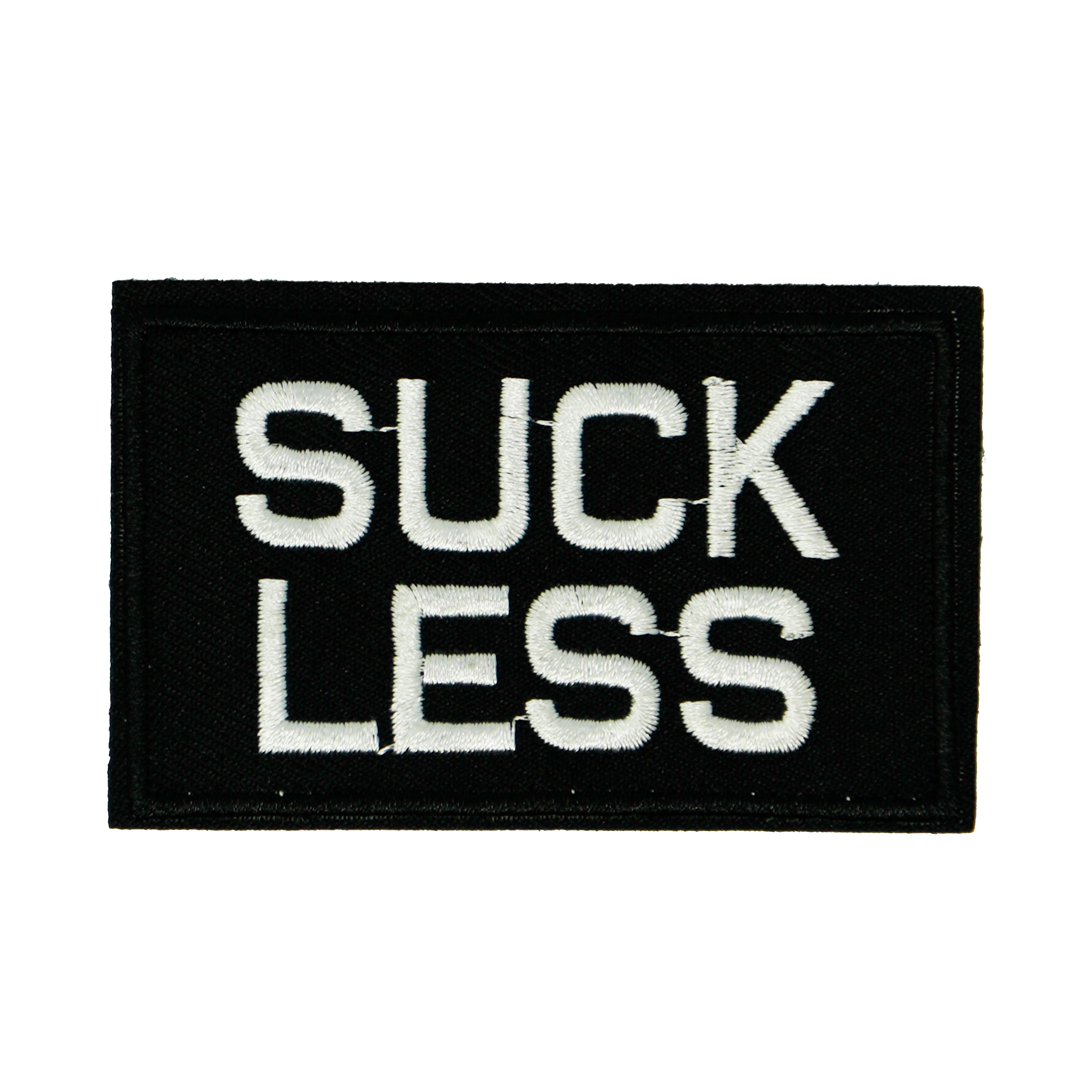 Suck Less Black Iron On Patch (7.8 x 5cm) Main image