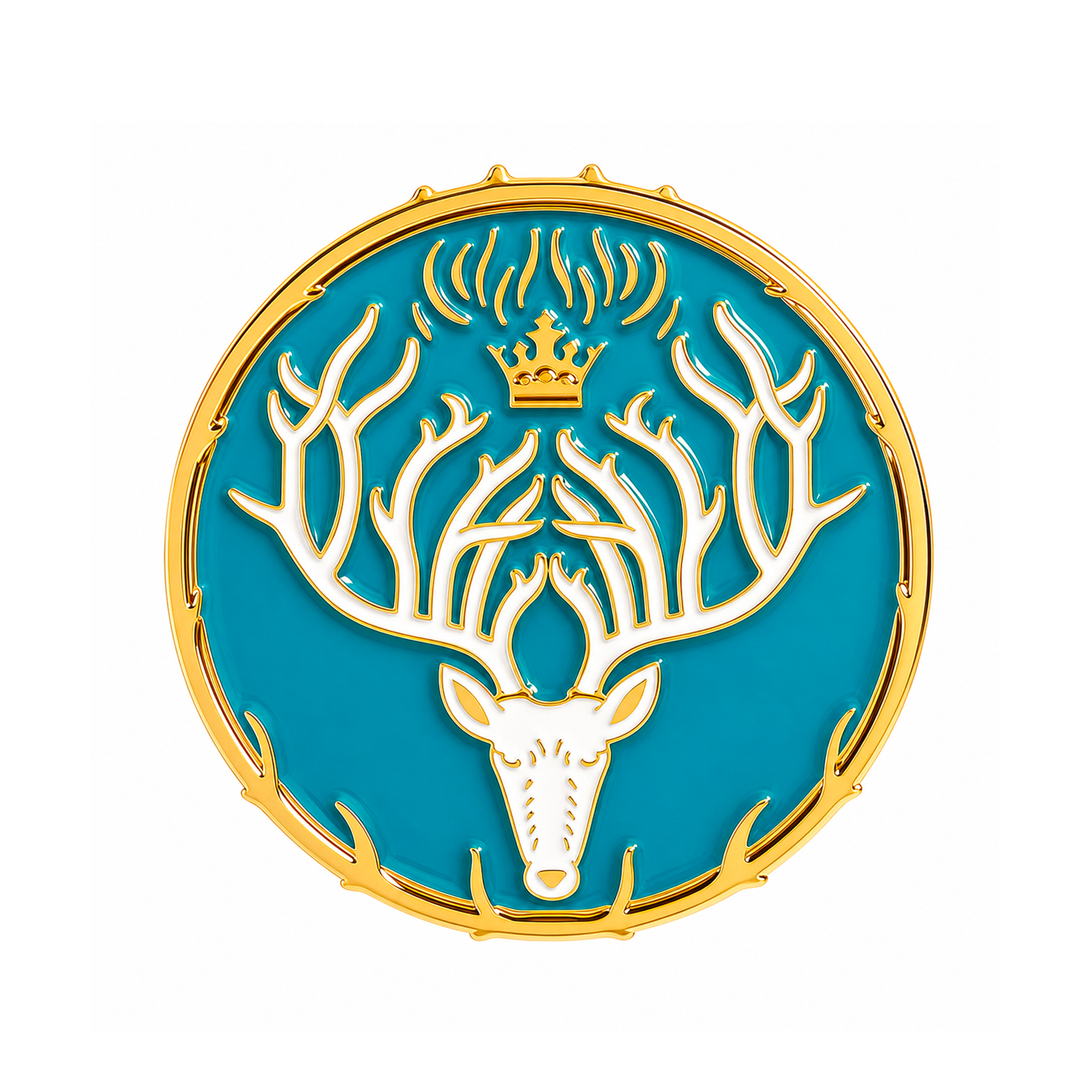 Stag Head Crown Enamel Lapel Pin Badge Imagen principal del producto