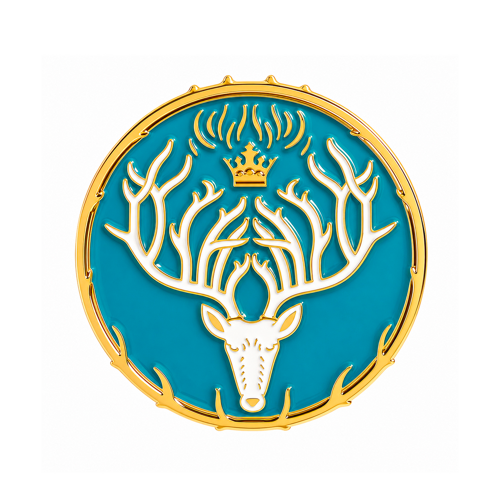Stag Head Crown Enamel Lapel Pin Badge