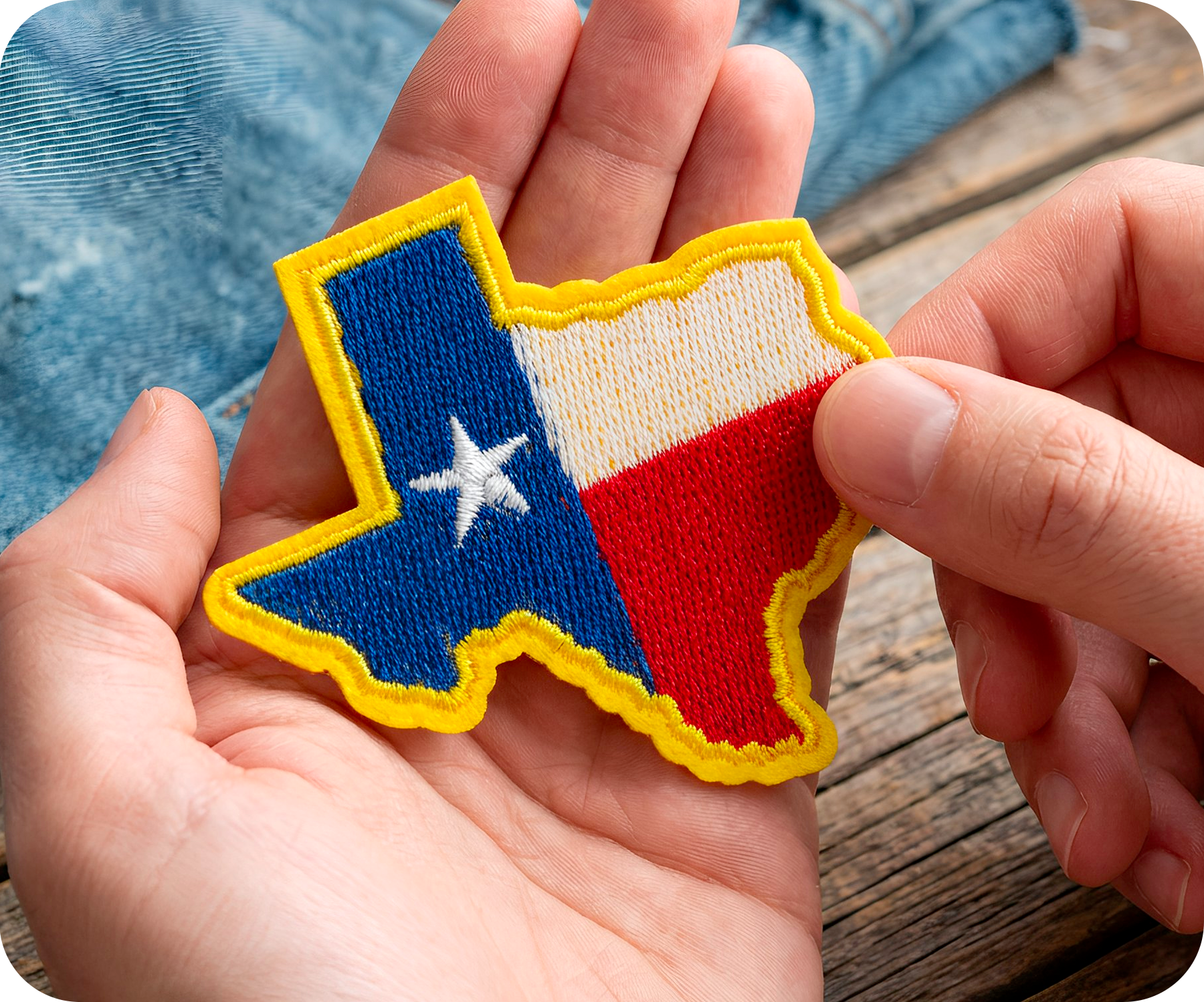 Texas State Shape & Flag Iron On Patch (6.5 x 6cm) Secondary image