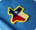 Texas State Shape & Flag Iron On Patch (6.5 x 6cm)